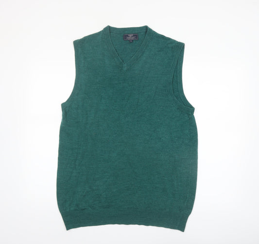 Atlantic Bay Men's Green V-Neck Sleeveless Knit Jumper Vest XL