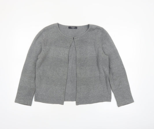 George Women’s Grey Cotton Acrylic Cardigan Size 14 Classic Round Neck
