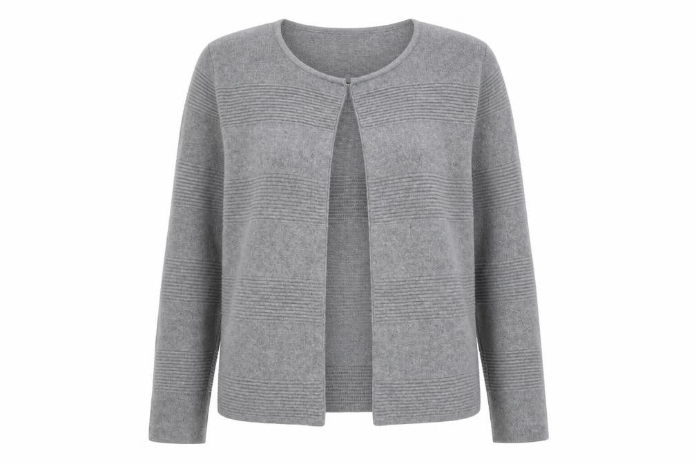 George Women’s Grey Cotton Acrylic Cardigan Size 14 Classic Round Neck