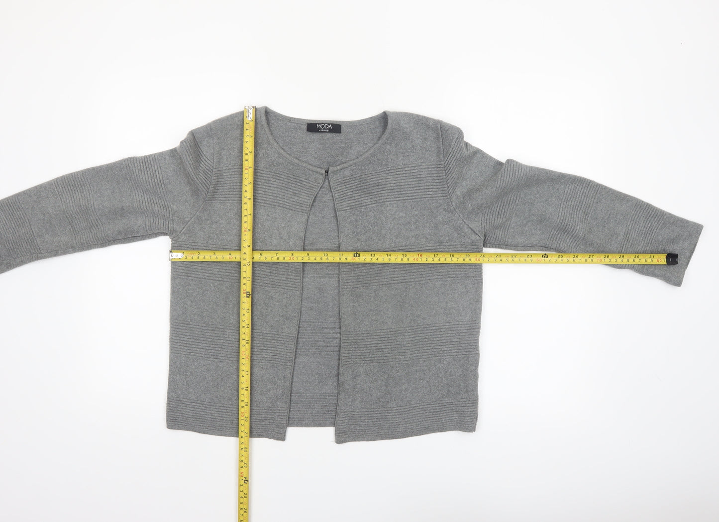 George Women’s Grey Cotton Acrylic Cardigan Size 14 Classic Round Neck