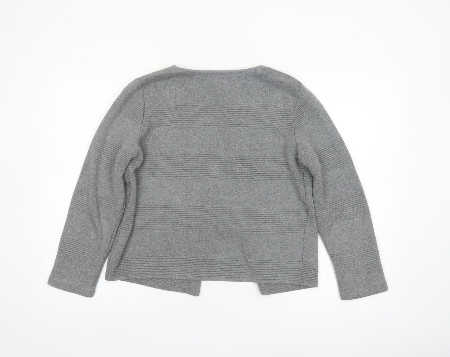 George Women’s Grey Cotton Acrylic Cardigan Size 14 Classic Round Neck