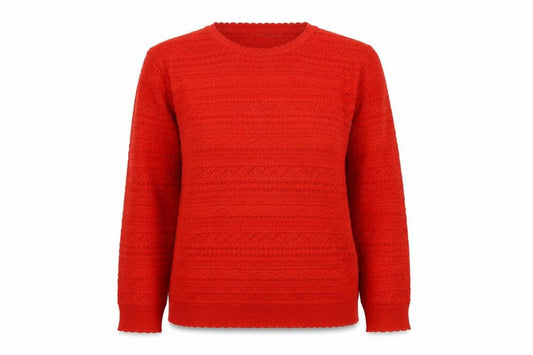 ISLE Womens Red Acrylic Open-Knit Jumper Size 14-16
