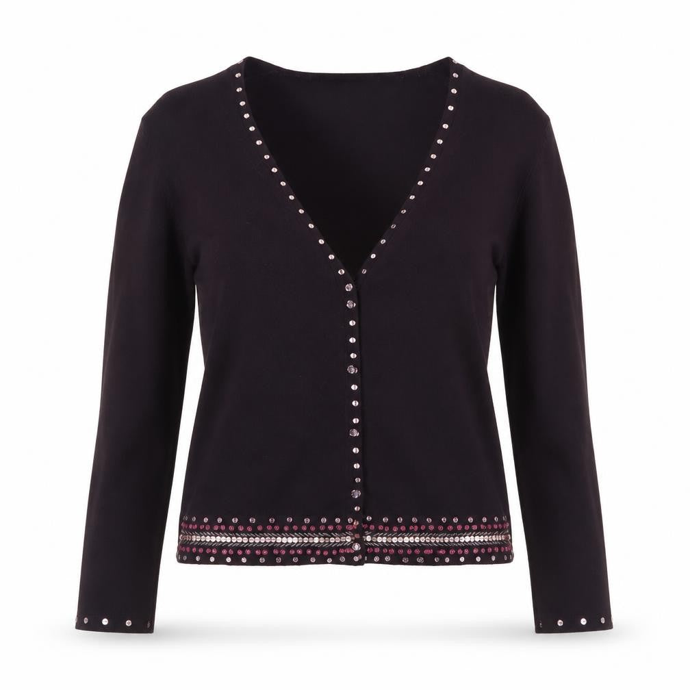 Principles Petite Women's Black Beaded Cardigan Size M