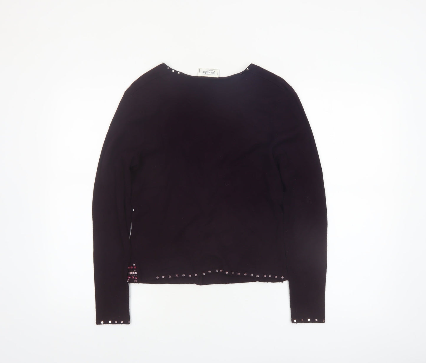 Principles Petite Women's Black Beaded Cardigan Size M