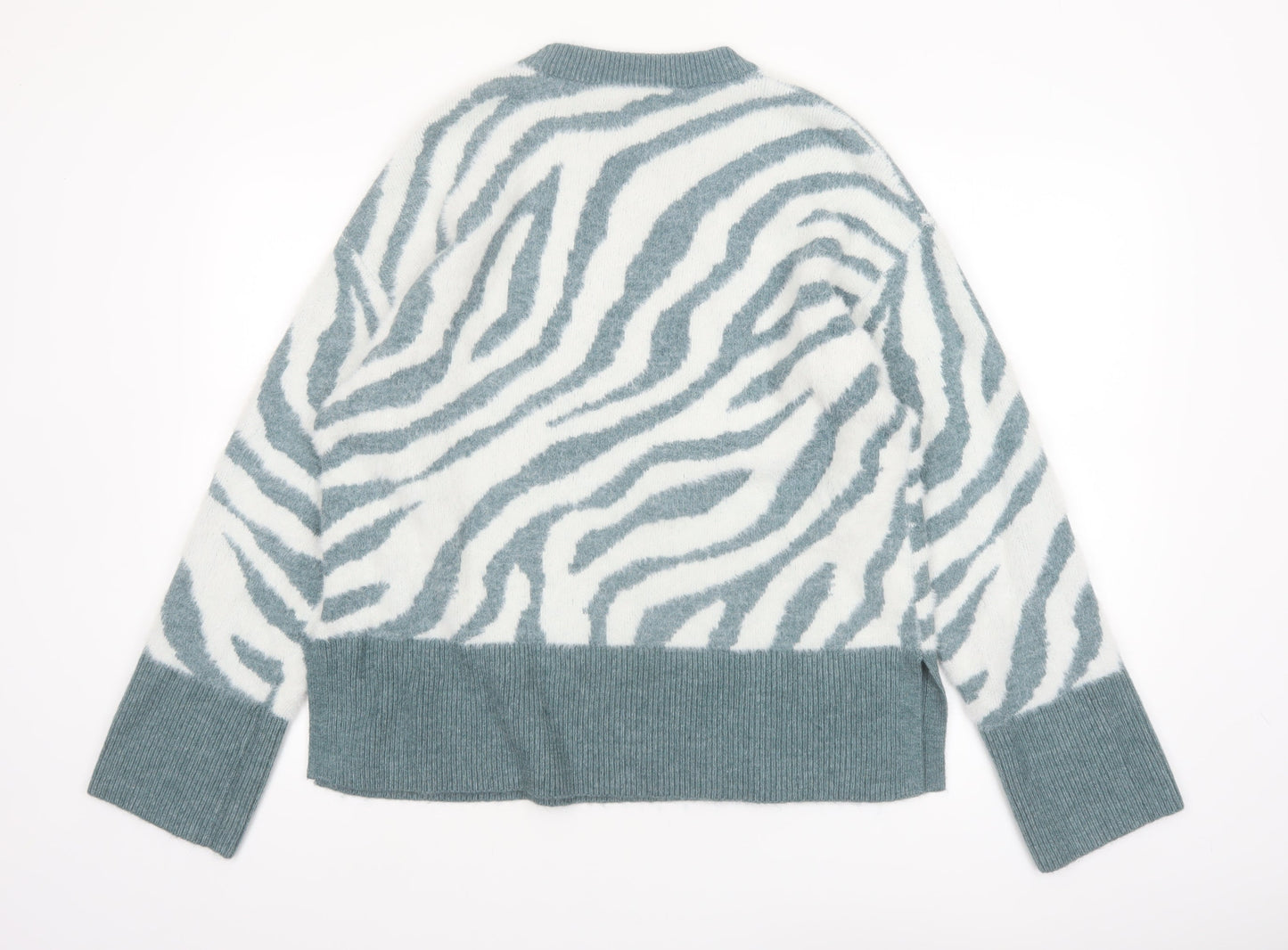 Finery Women’s Multicoloured Zebra Print Jumper UK 16 Crew Neck Knit