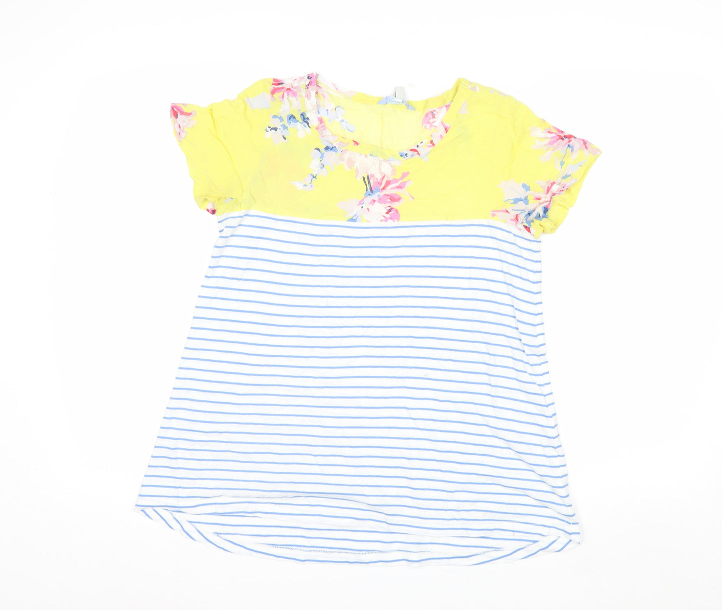 Joules Women’s Multicoloured Floral Stripe Short Sleeve T-Shirt Size 8