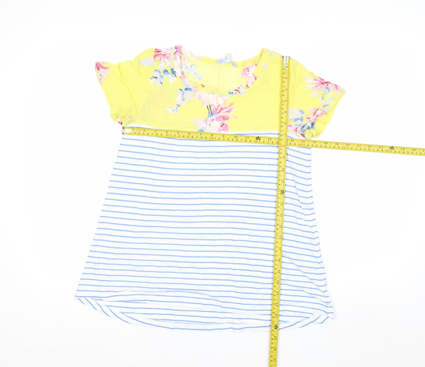 Joules Women’s Multicoloured Floral Stripe Short Sleeve T-Shirt Size 8