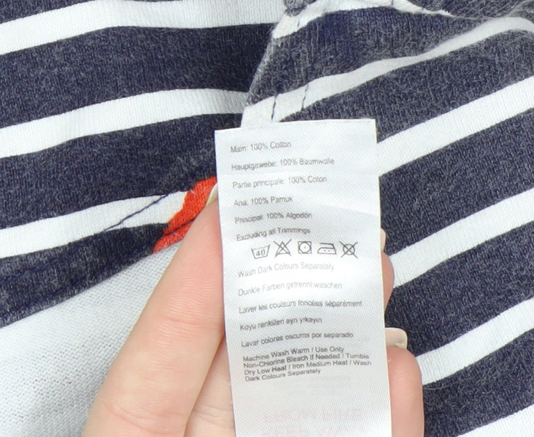 Joules Womens Multicoloured Striped Floral Cotton Top Size 12