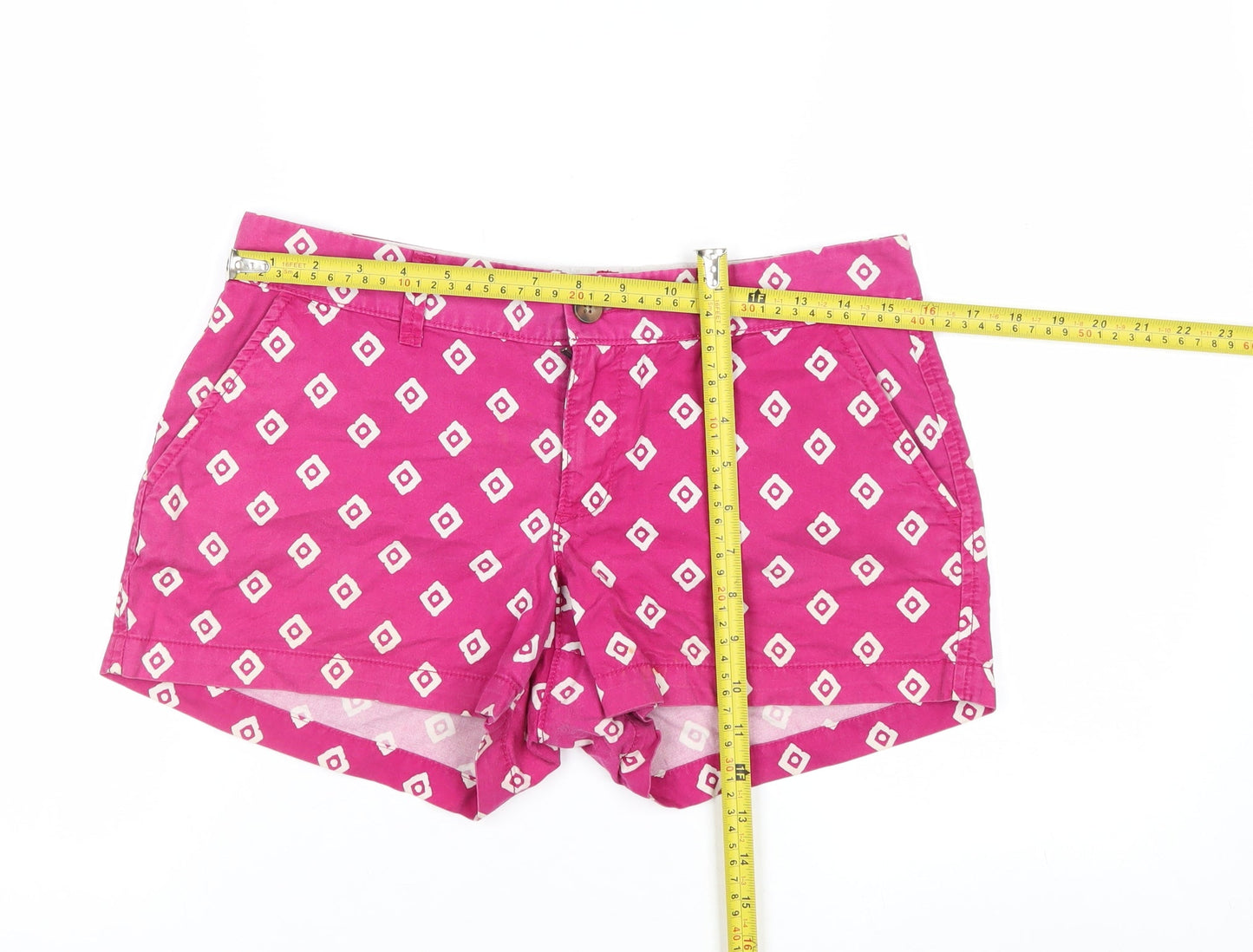 Old Navy Women Pink Geometric Chino Shorts Size 8