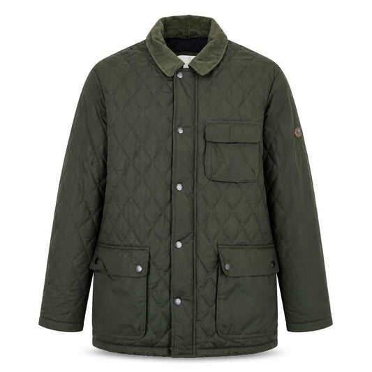 Ben Sherman Mens Green Quilted Mid-Length Jacket S