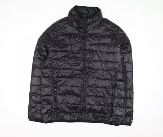 EXIT59 Men's Black Puffer Jacket L Lightweight Full Zip Winter Coat