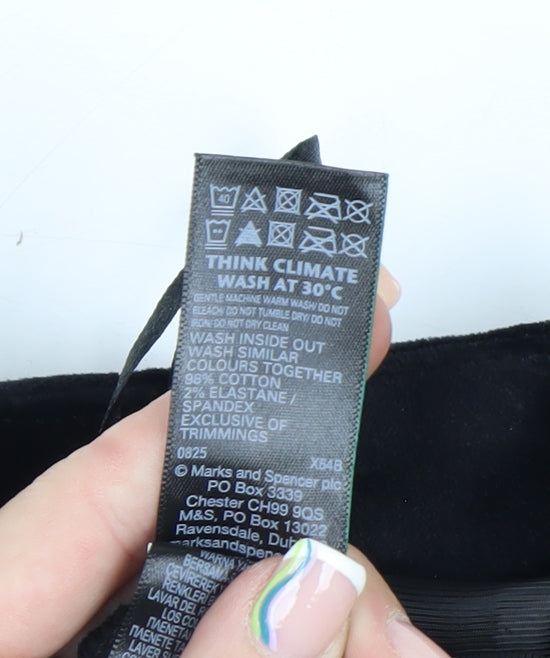 Marks and Spencer Women Black Velvet Trousers Size 10 Regular