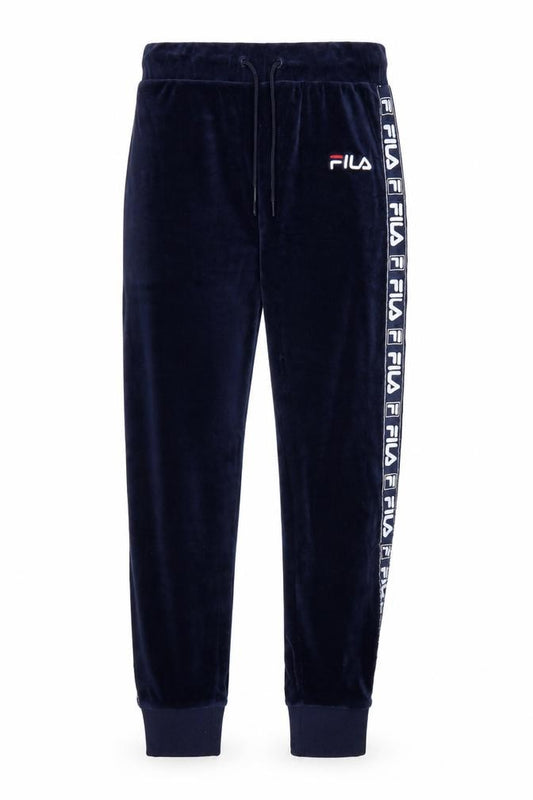 Fila Womens Blue Velour Jogger Trousers Size S Elastic Waist