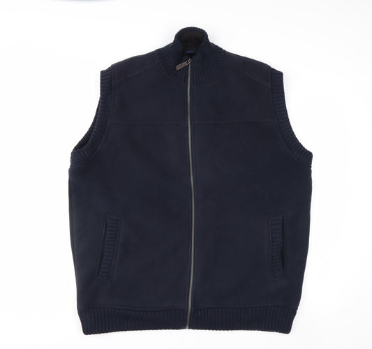 James Pringle Men's Blue Fleece Lined Zip Waistcoat Bodywarmer L