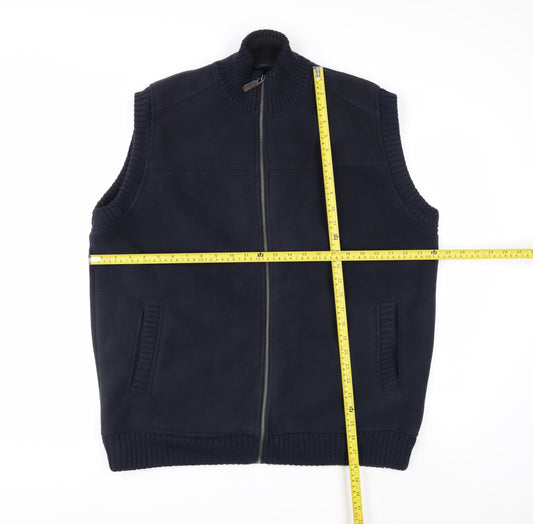 James Pringle Men's Blue Fleece Lined Zip Waistcoat Bodywarmer L