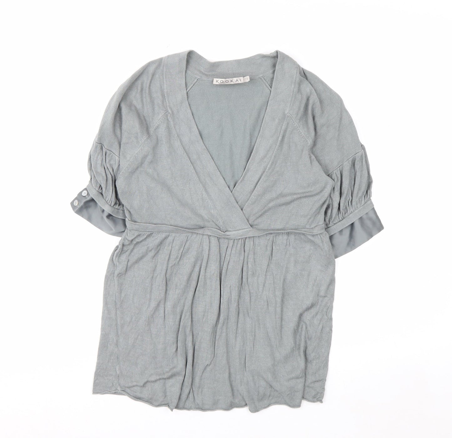 Kookai Women’s Grey Wrap Knit Short Sleeve Jumper Size 8