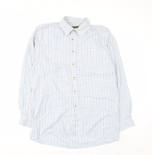 Champion Men's Blue Check Button-Up Long Sleeve Casual Shirt M