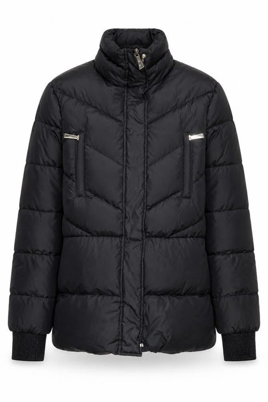 Just Cavalli Women's Black Puffer Jacket Size 12 Mid-Length Winter Coat