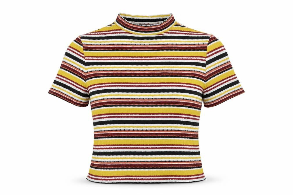 River Island Womens Multicoloured Striped Cropped T-Shirt Size 16