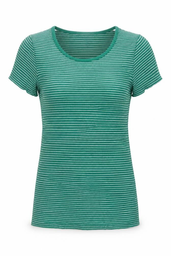 Marks & Spencer Women’s Green Striped Short Sleeve Cotton T-Shirt Size 8