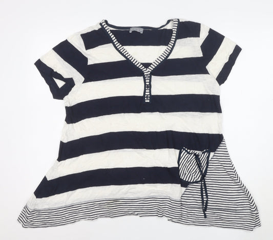 Per Una Women Blue Striped Short Sleeve Tunic T-Shirt Size 20