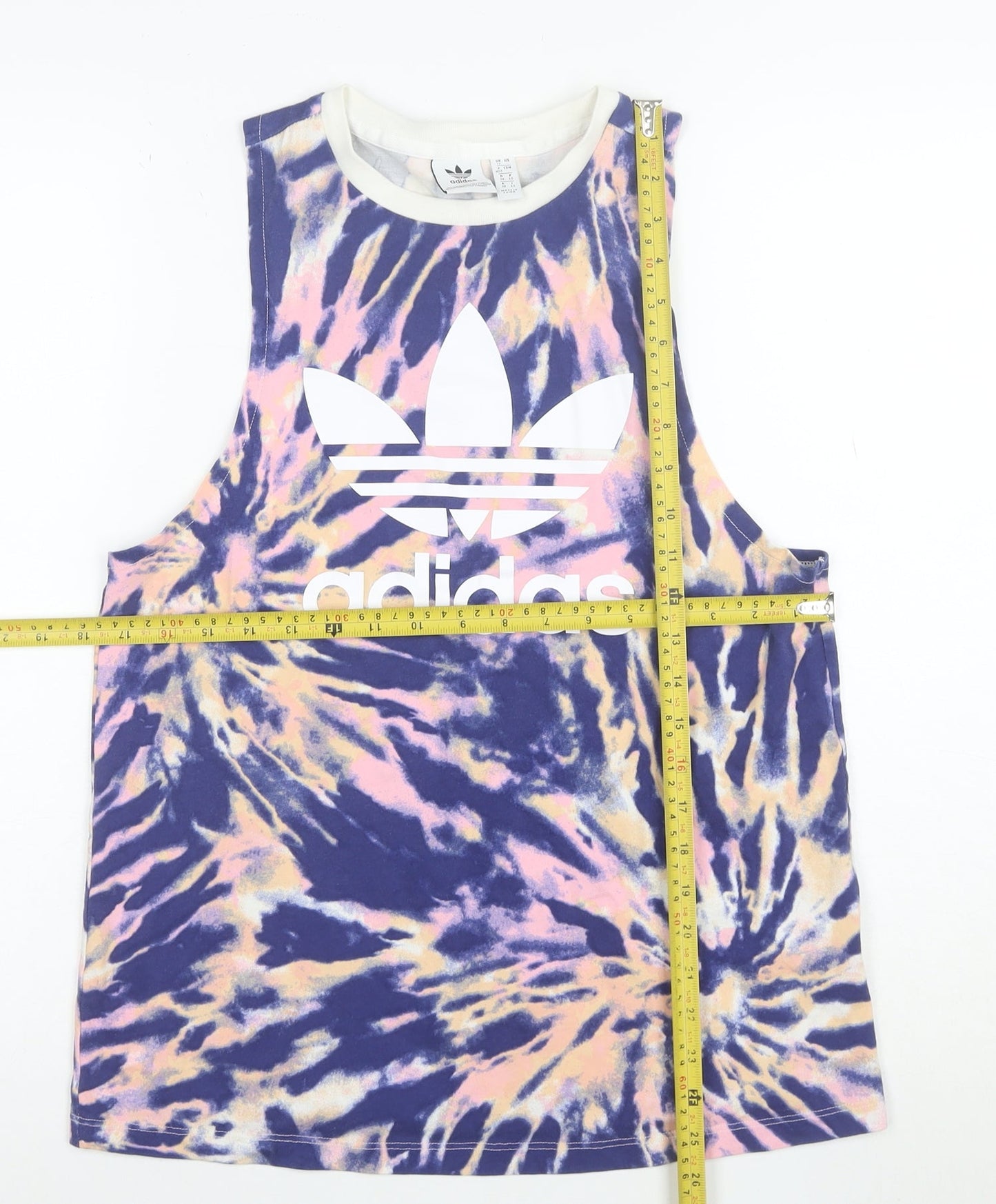 Adidas Womens Multicoloured Tie Dye Cotton Tank Top Size 12