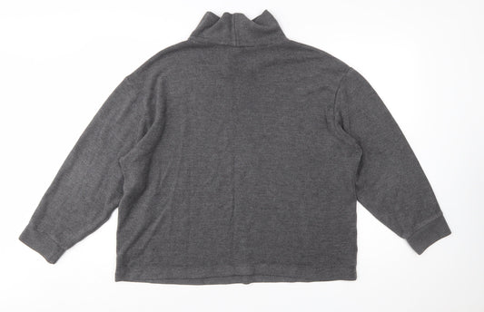 Uniqlo Women Grey Roll Neck Knit Jumper L Long Sleeve Pullover