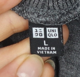 Uniqlo Women Grey Roll Neck Knit Jumper L Long Sleeve Pullover