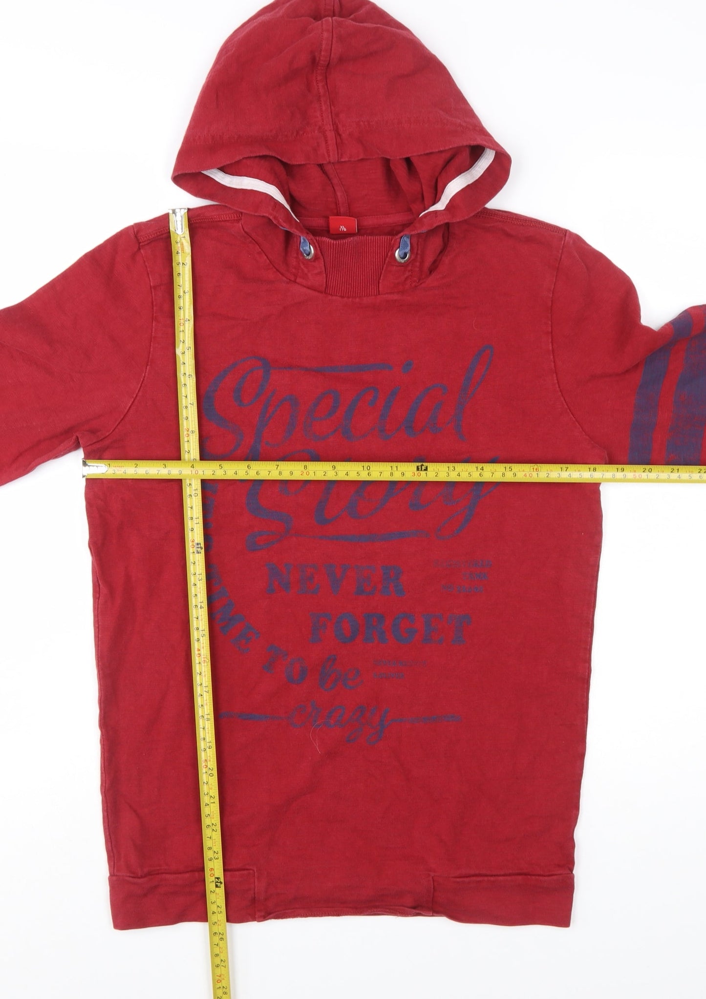 s.Oliver Boys Red Pullover Hoodie XL 176 Cotton Graphic Print Long Sleeve