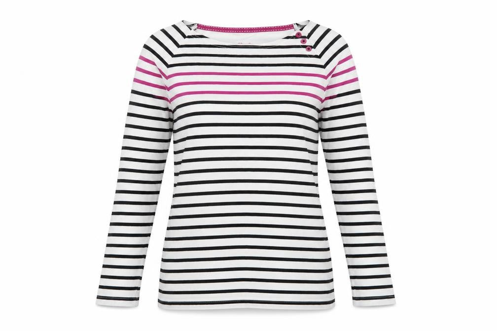 Dash Womens Multicoloured Striped Boat Neck Long Sleeve Cotton T-Shirt Size 12