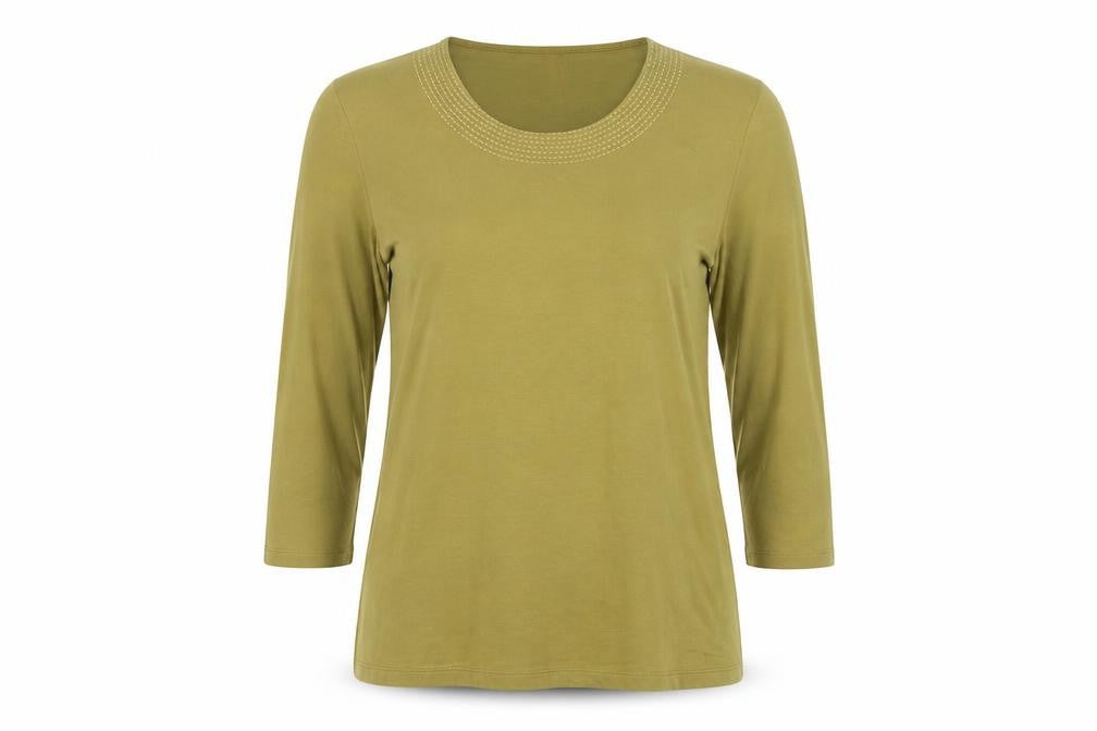 Viyella Women's Green 3/4 Sleeve Stretch Jersey Top Size M