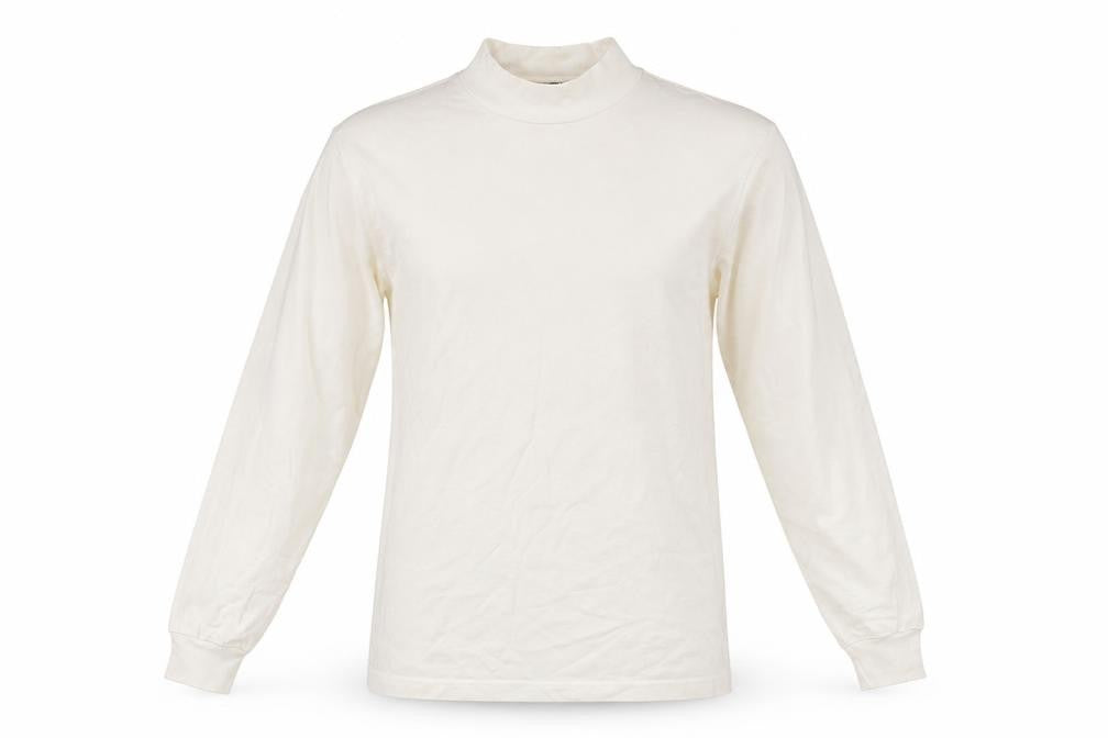 Lands' End Women's Ivory Mock Neck Long Sleeve Cotton Top M