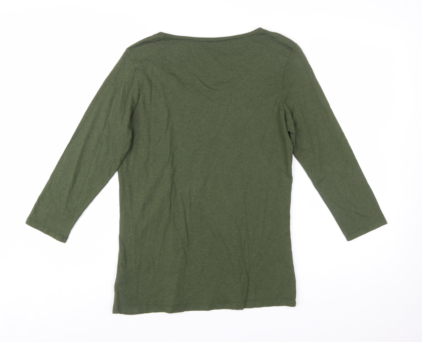 FatFace Women Green 3/4 Sleeve Basic Jersey T-Shirt Size 12