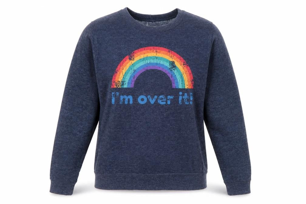Batch1 Women's Blue Rainbow Graphic Pullover Sweatshirt Medium