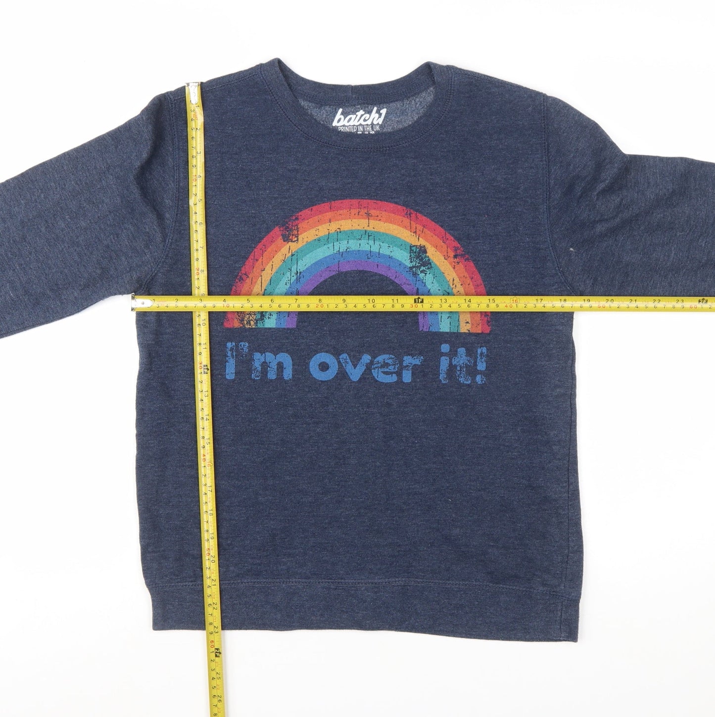 Batch1 Women's Blue Rainbow Graphic Pullover Sweatshirt Medium