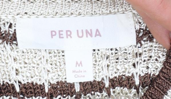 Marks and Spencer Per Una Women’s Beige Striped Knit Jumper M