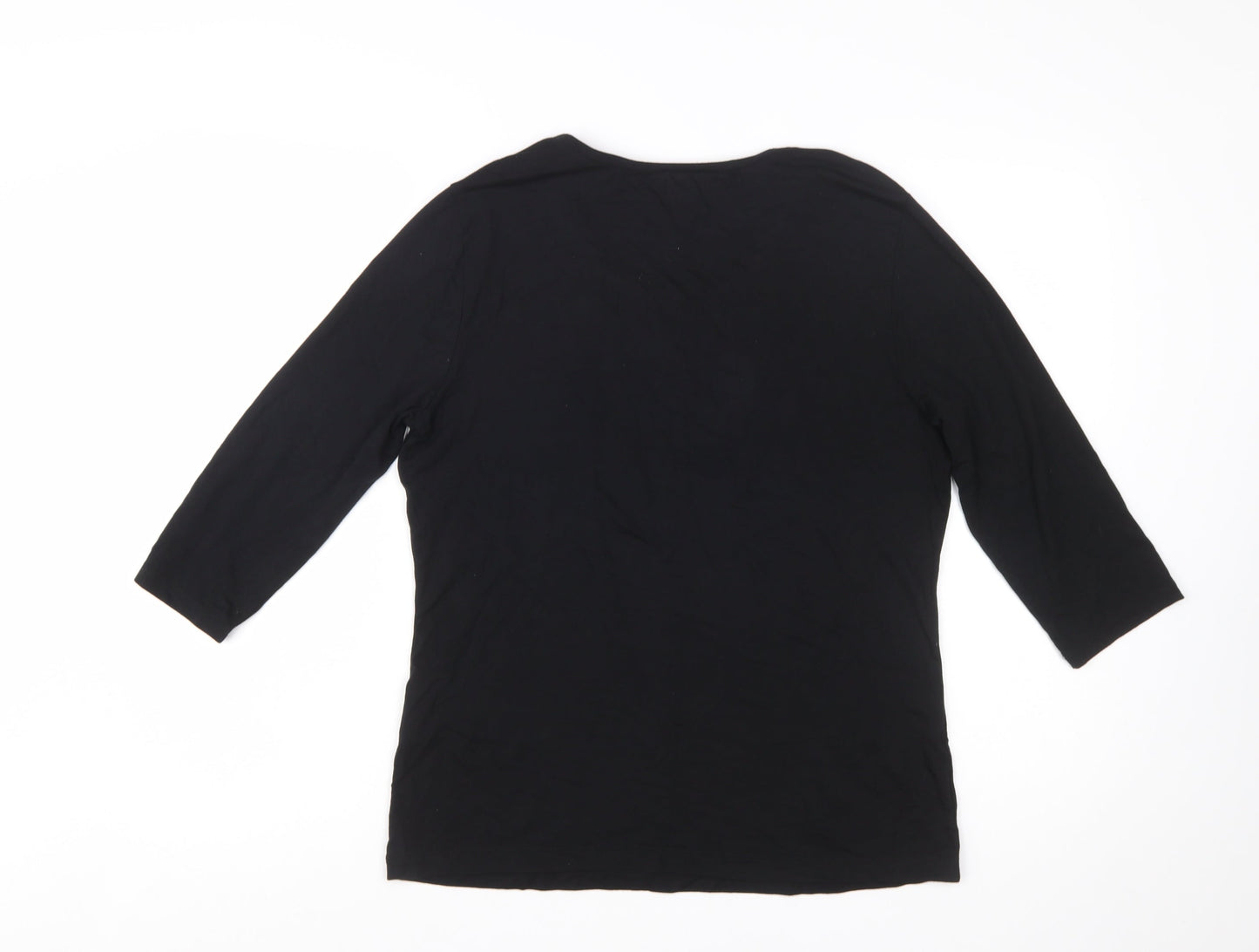 Basler Women's Black 3/4 Sleeve Rhinestone Jersey T-Shirt Size 14