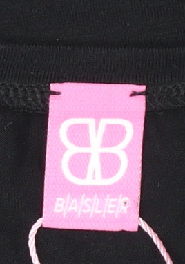 Basler Women's Black 3/4 Sleeve Rhinestone Jersey T-Shirt Size 14