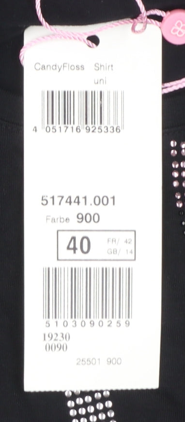Basler Women's Black 3/4 Sleeve Rhinestone Jersey T-Shirt Size 14