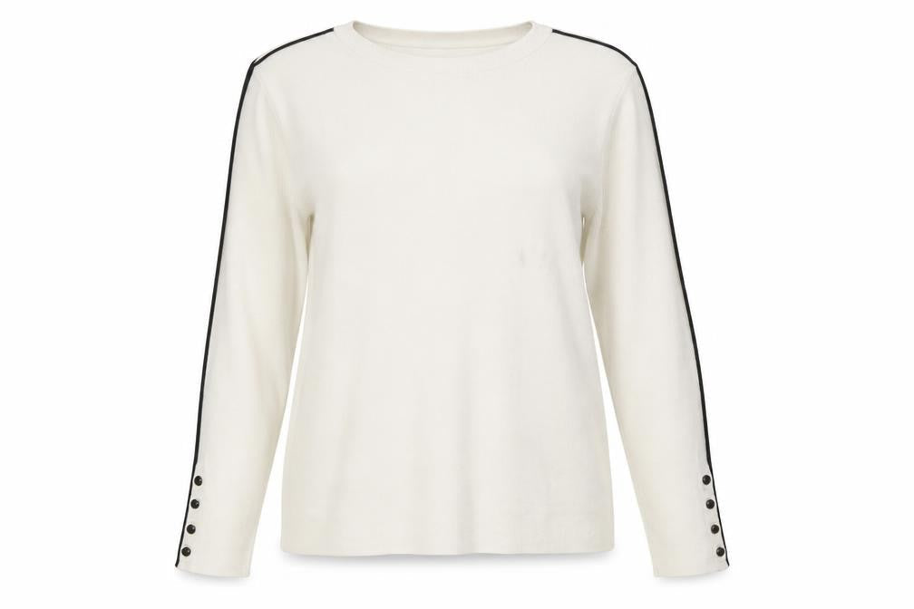Marks & Spencer Women Ivory Knit Button Sleeve Jumper Size 16