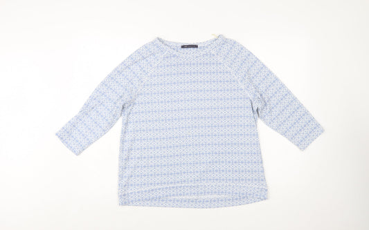 Marks and Spencer Womens Blue Geometric 3/4 Sleeve Blouse UK 14