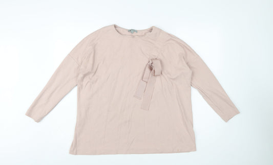 COS Women's Beige Long Sleeve Bow Detail Viscose Blend Blouse Size S