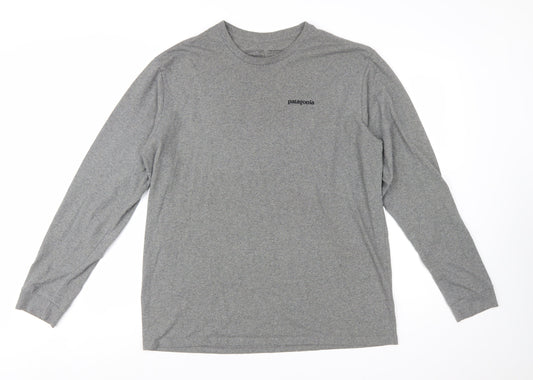 Patagonia Men's Grey Long Sleeve Regular Fit Cotton T-Shirt M