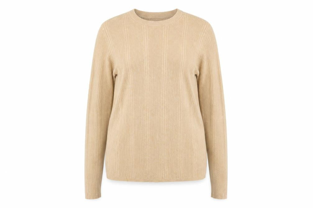 Marks & Spencer Women Beige Ribbed Knit Jumper Size 18