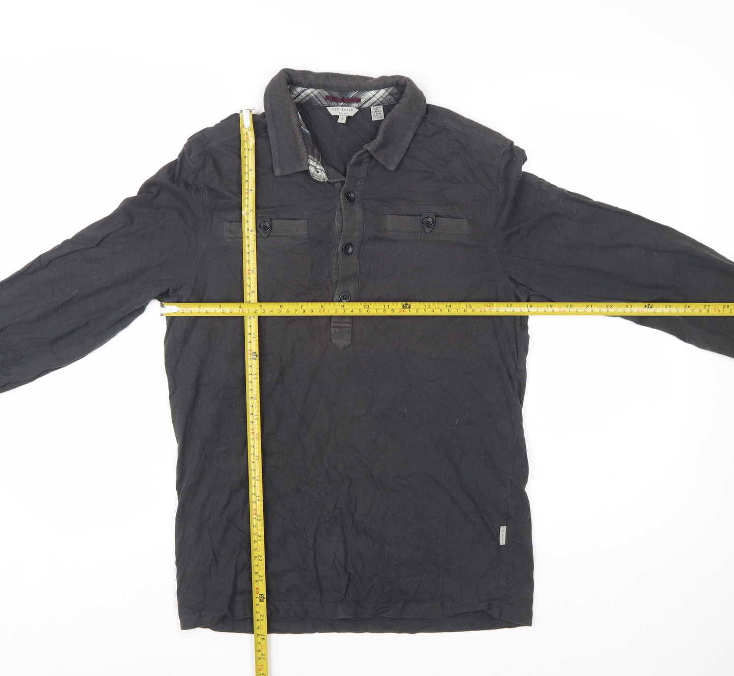 Ted Baker Men's Black Long Sleeve Cotton Polo Shirt Size L