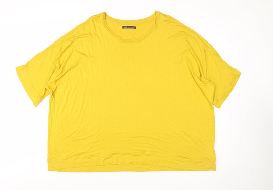 Marks and Spencer Women Yellow Plus Size 26 Relaxed Jersey T-Shirt