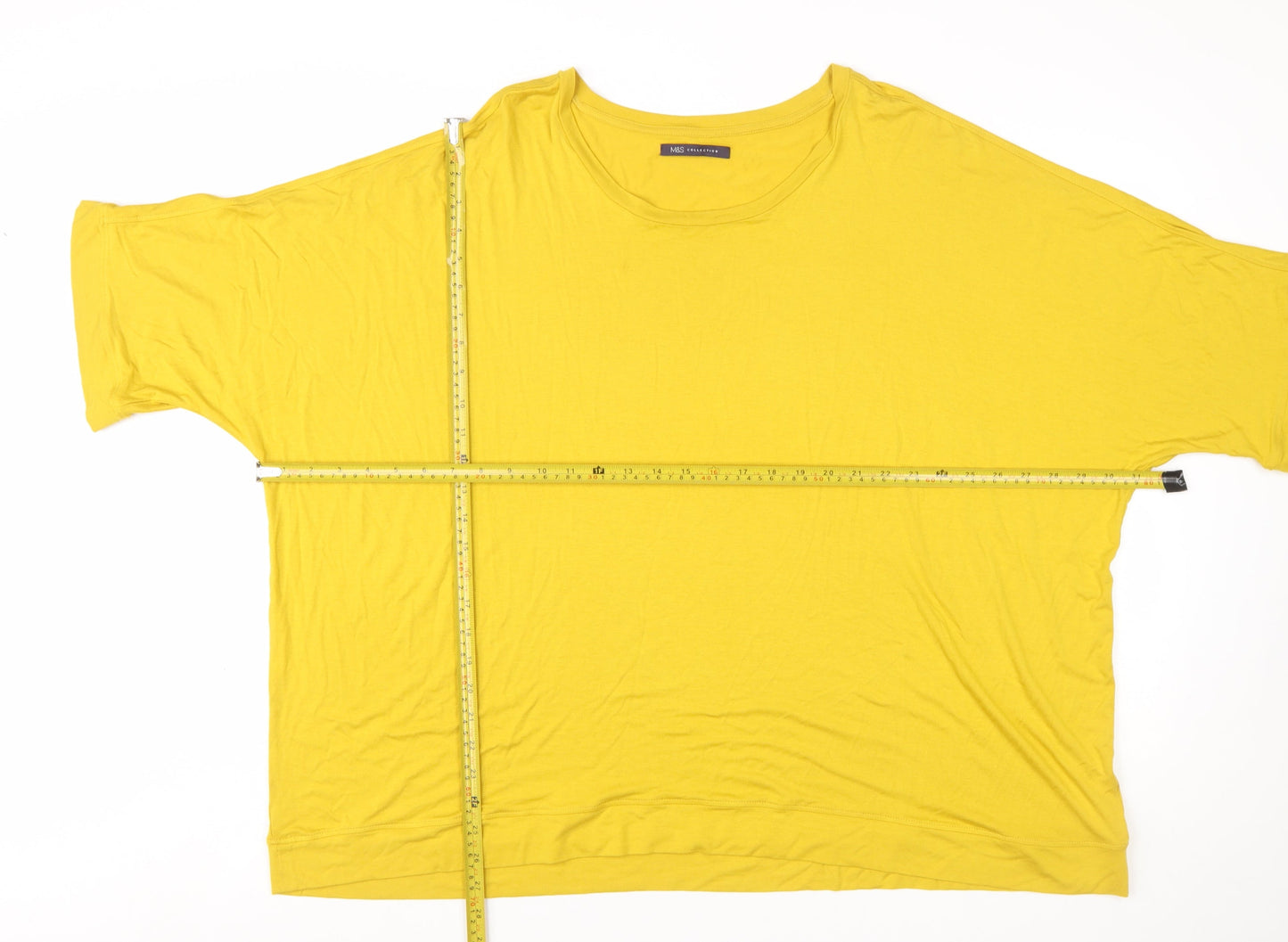 Marks and Spencer Women Yellow Plus Size 26 Relaxed Jersey T-Shirt