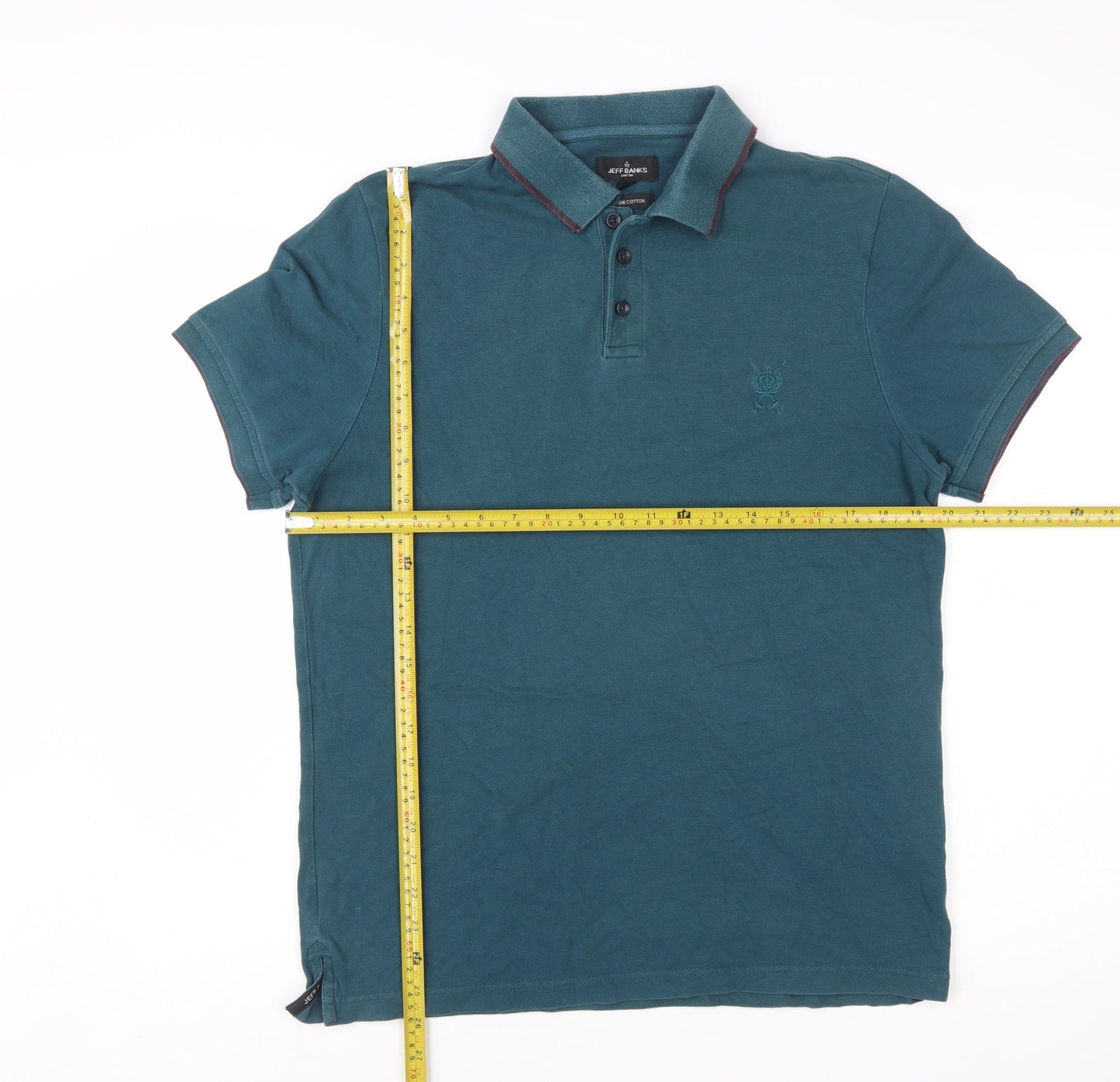 Jeff Banks Men Blue Cotton Polo Shirt Size M Classic Fit