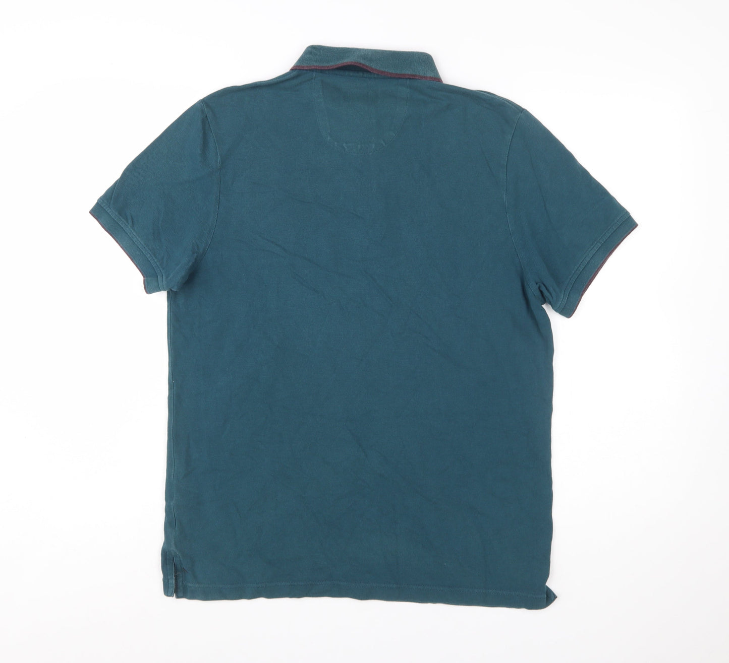 Jeff Banks Men Blue Cotton Polo Shirt Size M Classic Fit