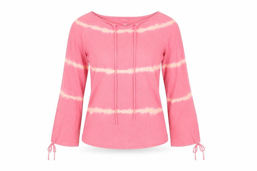 Marks & Spencer Women’s Pink Tie-Dye Long Sleeve Cotton Tunic Top Size 12